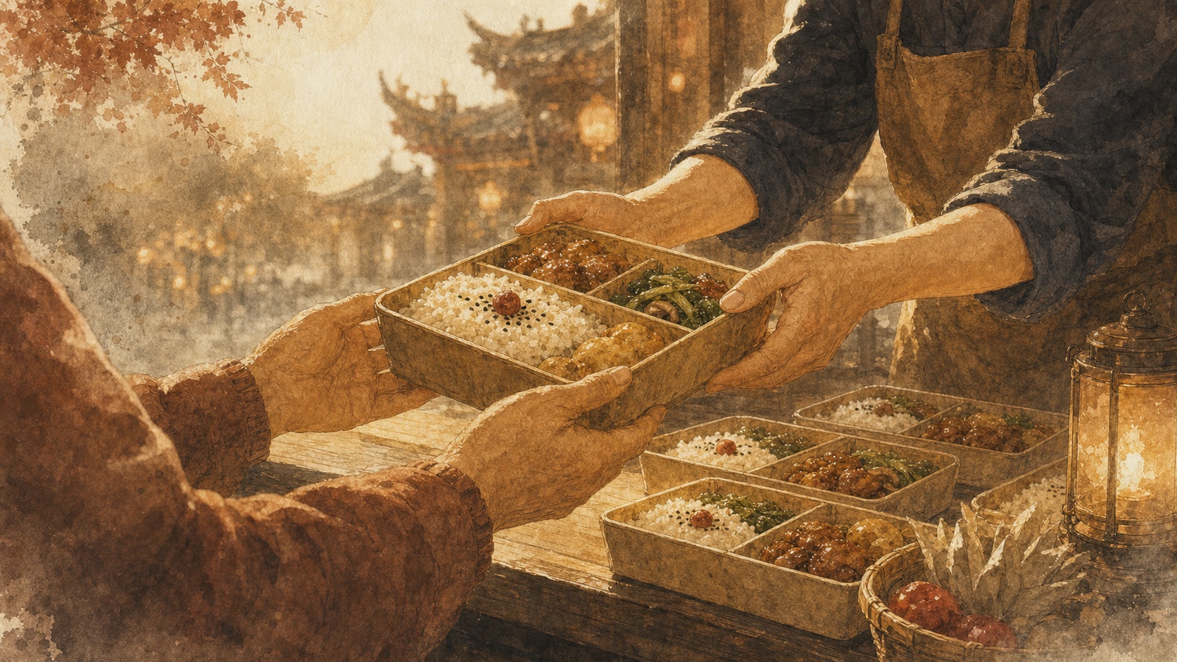 象徵媽祖慈悲與餐食照護的溫暖畫面